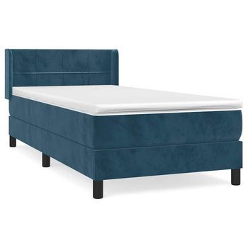 Cama Box Spring Con Colchón Terciopelo Azul Oscuro 80x200 Cm Vidaxl