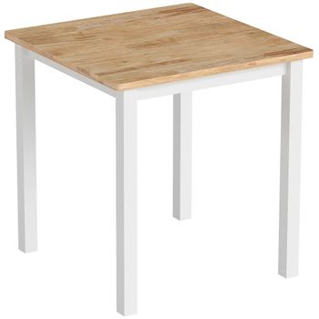 HOMCOM Mesa de Comedor de Madera de Goma, para hasta 4 personas, Madera Natural