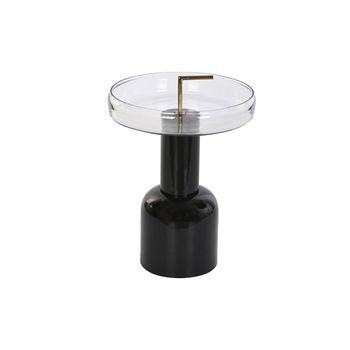 Mesita Auxiliar Cristal Hierro 41x41x57 Lacado