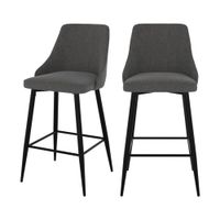 set de 2 sillas para isla de cocina en tela gris oscuro 665 cm