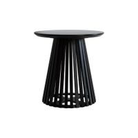 mesa auxiliar redonda negra de madera de acacia d50 cm