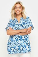 yours blusa blanca y azul estampado ikat mujer curvy y tallas grandes yours