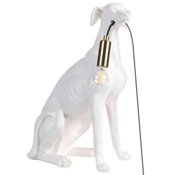Lámpara De Mesa Con Temática Animal Lámpara De Noche Con Forma De Galgo Lámpara De Lectura Para Dormitorio Blanco Sprint