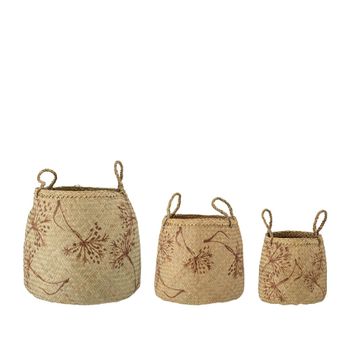 Set de 3 cestas de fibras vegetales beige