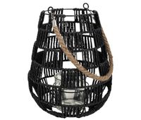 farol portavelas de metal y cuerda de papel 30x25x25 cm