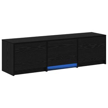 Mueble De Tv | Mueble De Salón | Gabinete De Tv Con Led Con Tiras Led Roble Negro 140 X 34 X 40 Cm