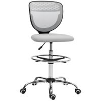 vinsetto silla de oficina ergonomica de malla silla de dibujo altura y reposapies ajustable 59 x 59 x 106-126 cm gris