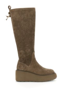 botas de cuña elásticas efecto ante con charm taupe 40