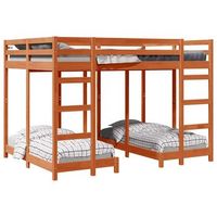 estructura de litera triple marron cera 140 x 200 cm