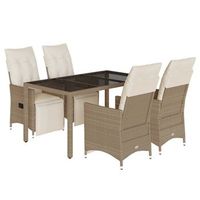 mesita y sillas jardin 5 pzas y cojines ratan sintetico beige vidaxl