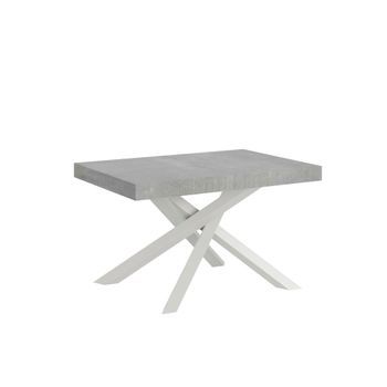 Mesa Extensible 90x120/224 Cm Volantis Cemento Estructura Blanco