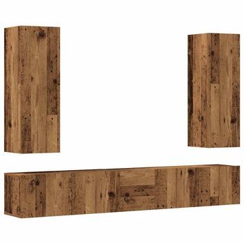 Conjunto De Mueble De Tv 5 Piezas Montado La Pared Madera Vieja Vidaxl