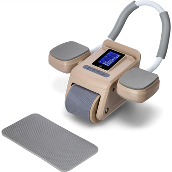 Ka08 Rueda Automática De Ejercicio Músculo Abdominal Abs Marrón Con Pantalla Lcd Y Carga Hms