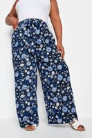 yours pantalon ancho azul marino de flores mujer curvy y tallas grandes yours
