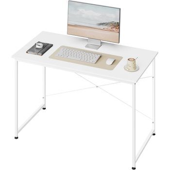 Escritorio Para Ordenador, 120x60cm, Mesa De Oficina, Estructura Metálica, Madera De Ingeniería, Blanco