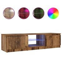 mueble tv luces led madera ingenieria envejecida 140x40x36 cm vidaxl