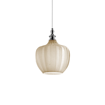 Cleofe - Lámpara Colgante De Cristal Transparente Ocre Y Cromo - Casquillo 1xe27, Estilo Vintage, Ip20, 1xe27 Máx 1x60w, D.24cm, Bombillas Excluidas