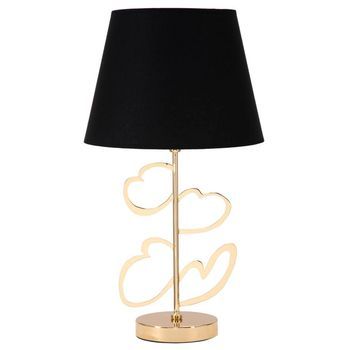 Lámpara De Mesa De Metal Dorado Con Corazones Ø 30x54,5 Cm