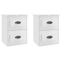 pack 2 uds mesitas de noche  mesa auxiliar  mesilla de pared blanco brillante 415x36x53 cm