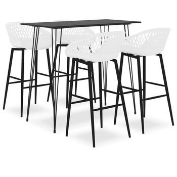 Mesa Alta Y Taburetes De Bar 5 Piezas Negro Y Blanco Vidaxl