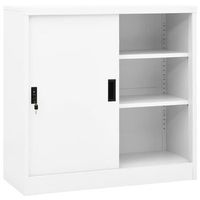 armario de oficina con puerta corredera acero blanco 90x40x90cm vidaxl