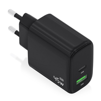 aisens - cargador gan 45w 1xusb-c pd30 qc40 1xusb-a qc30 negro