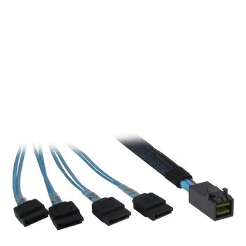 Cable Inter-Tech SFF 8643 a 4x SATA de 0,5 m, Negro/Azul