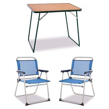 Mesa Plegable De Camping Multiusos Solenny 80x60 Cm Pack Camping | 2 Sillas Plegables Altas De 58x54x81 Cm | Mesa Plegable De Jardín O Playa