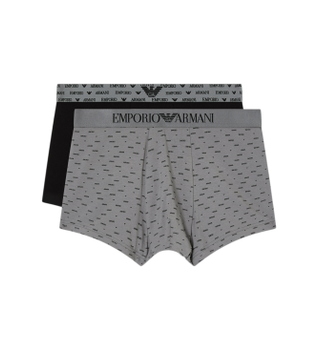Emporio Armani para hombre. EM001014_AF18885 Set 2 Bóxers mezcla gris, negro (XL), Homewear, Algodón