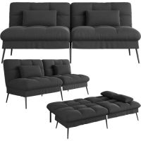 sofa cama con funcion de cama funda futon plegable sofa cama sofa esquinero cama invitados sofa 3 plazas con respaldo ajustable en tela - negro