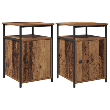 Pack 2 Uds Mesita De Noche | Armario De Noche | Mesa De Noche Madera Antigua Madera Contrachapada