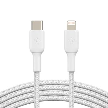 Belkin Boost Charge Cable Trenzado Carga Rápida USB-C a Lightning 2m Blanco