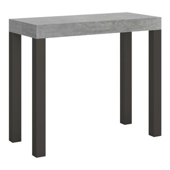 Consola extensible 90x40/300 cm efecto madera gris cemento y hierro