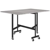 homcom mesa de comedor plegable para 4-6 personas con ruedas y alas abatibles mesa abatible para cocina 120x80x73 cm gris   aosom espana