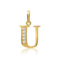 8k colgante de oro letra u con circonita