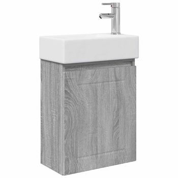 Módulo De Baño Con Grifería Sonoma Gris 45,5 X 25,5 X 84 Cm Vidaxl