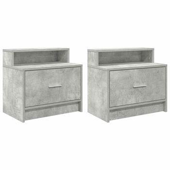 Mesillas De Noche Con Cajón 2 Uds Gris Hormigón 51x31x47 Cm Vidaxl