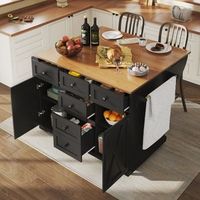 isla de cocina movil de alta gama gran capacidad de almacenamiento vetas de madera diseno moderno negro
