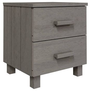 Mesita De Noche | Mesa Auxiliar | Mesilla Hamar Pino Macizo Gris Claro 40x35x44,5 Cm