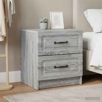 mesita noche 2 uds - mueble dormitorio - madera ingenieria - gris sonoma 43x345x445cm