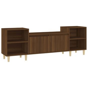 Mueble Para Tv Madera Contrachapada Marrón Roble 160x35x55 Cm Vidaxl