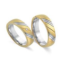 alianzas 14 quilates oro amarillo-blanco con diamante