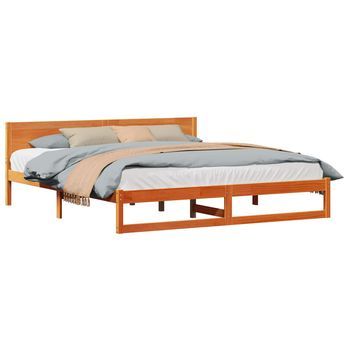 Estructura De Cama Con Cabecera Marrón Cera 180 X 200 Cm Vidaxl