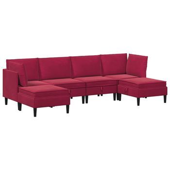 Juego De Muebles De Salón 6 Uds. Rojo Vino Terciopelo Vidaxl