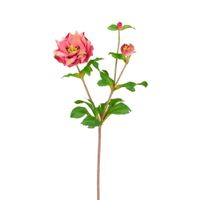 tallo de rosa artificial con capullo rosa y amarillo h49