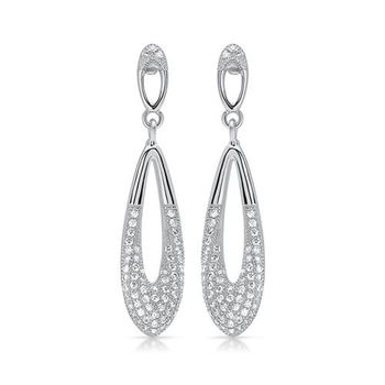 Pendientes de plata pulida con circonitas