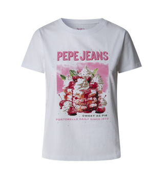 Pepe Jeans para mujer. PL506069 Camiseta Ryoko blanco (S), Casual, Algodón, Manga corta, Sostenible