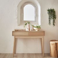 consola con efecto madera de 2 cajones 100cm madera