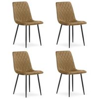 set de 4 silla de comedor terciopelo valora turin asiento de terciopelo marron