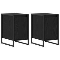 pack 2 uds mesita de noche  armario de noche  mesa de noche roble negro 395 x 30 x 50 cm